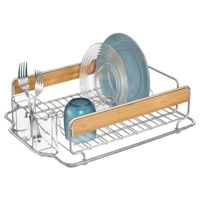 Egouttoir en métal et bois avec range couvert en plastique 43.25x34.25x12.75cm FORMBU