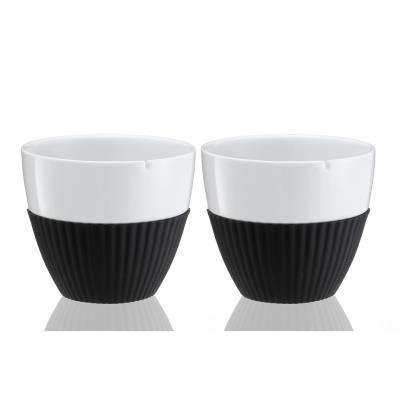 Set 2 tasses à thé porcelaine et silicone Viva - Noir