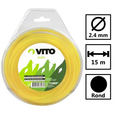 Fil nylon rond pour débroussailleuse - longueur 15m - diamètre 2.4mm