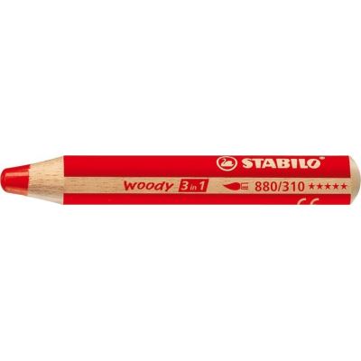STABILO - Lot de 5 - crayon aux talents multiples woody 3 in 1, rond, Rouge