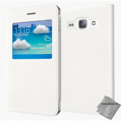 Housse etui coque portefeuille s-view pour Samsung Galaxy J3 (2016) - BLANC