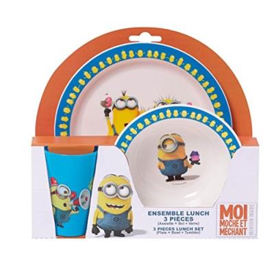 Fun house moi moche et mechant ensemble lunch 1 verre + 1 assiette + 1 bol micro-ondable 250 ml