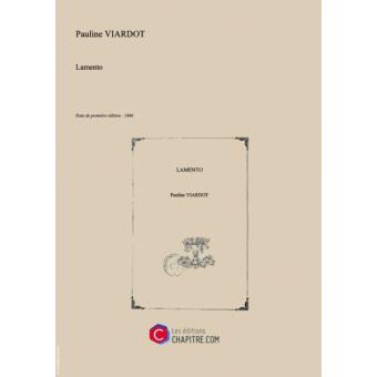 Partition De Musique Lamento Musique De Pauline Viardot - 