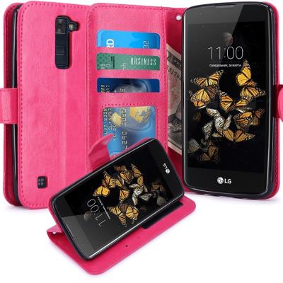 LG K8 Housse Coque Etui de luxe Portefeuille Porte Carte Et Billet pour LG K8 (Housse Luxe Rose)