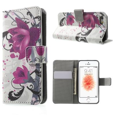 Etui en PU avec stand pour iPhone SE/5s/5 - Pourpre Fleur