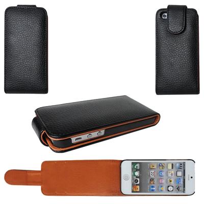 Housse Flip Case iPhone 5 noir - Cuir Style