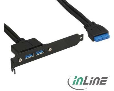 Barrette PCI 2x Port USB 3.0 - Connexion Interne USB 3.0 19 broches - 33390C - Noir