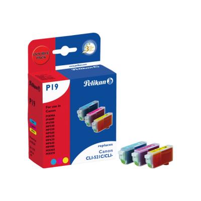 Pelikan P19 - geel, cyaan, magenta - inktcartridge (alternative for: Canon CLI-521M, Canon CLI-521Y, Canon CLI-521C)