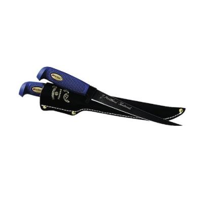 MARTTIINI 902919 COUTEAU À FILET FINLANDAIS LAME TRAITÉE 19 CM, MANCHE EN CAOUTCHOUC, ÉTUI EN CUIR