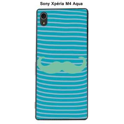 Coque Sony Xpéria M4 Aqua - Marinière Moustache - 2 Lucite Green
