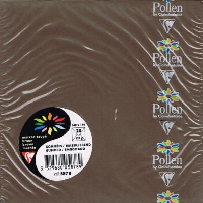 Paquet de 20 enveloppes Pollen 140x140mm Marron Taupé  120g