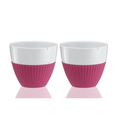 Set 2 tasses à thé porcelaine et silicone fushia 9101151 - Viva scandinavia