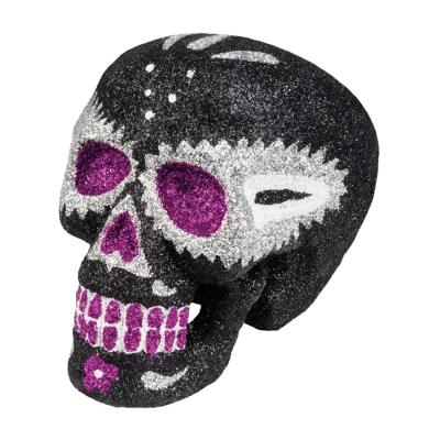 Tète de mort noire à  paillettes Halloween