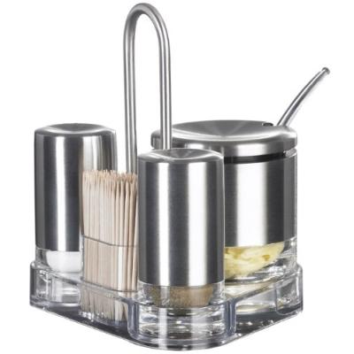 Emsa menage accenta, 3-teilig, edelstahl salz- und pefferstreuer, universaldose, zahnstocher-set, splmaschinenfest, maáe: (b)123