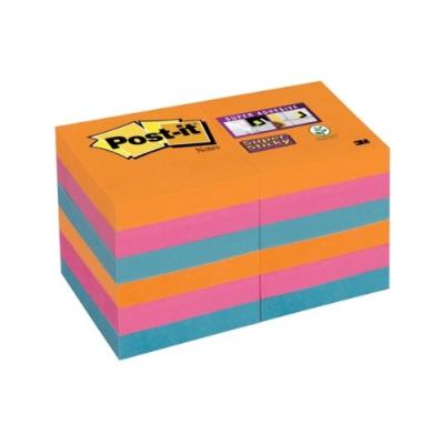 Post-it 622-12ss-eg lot de 12 blocs de notes 90 feuilles 51 x 51 mm couleurs pétillantes 62212se