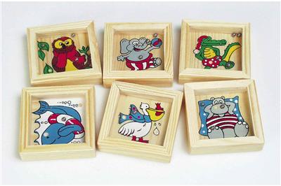Jeu de patience et d'adresse en bois Animaux, le set de 6