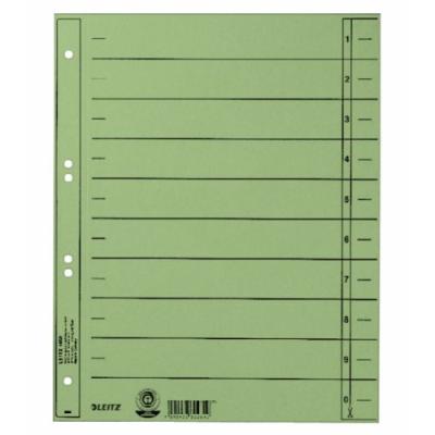 Leitz - intercalaires, format a4 extra large,en carton manille230g m2, colorés de vert, les onglets vierges peuvent être découpé