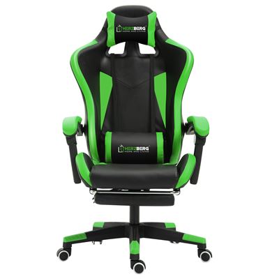 Herzberg HG-8080: Chaise de jeu ergonomique de style course Vert