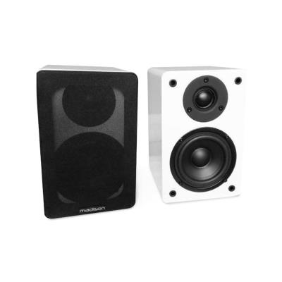 Madison BS4BL Paire d'enceintes hifi d'étagère système 2 voies 60W - blanc