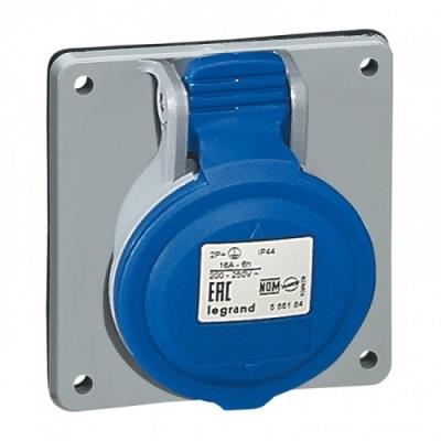 Socle de tableau &agrave; entraxe unifi&eacute; P17 IP44 16A 200/250V 2P+T plastique