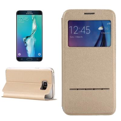 Galaxy S6 Edge Plus Coque Housse Cuir PU Doré Fenêtre