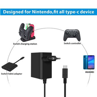 Alimentation pour Nintendo Switch, Chargeur de Voyage Chargeur PD Type-C  Chargeur de Voyage pour Nintendo Switch, Switch Lite et Autres appareils de