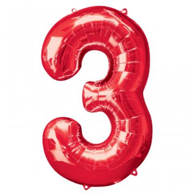 Ballon Mylar Rouge Chiffre 3