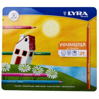 Boite en métal de 24 crayons de couleurs LYRA youngster vernis