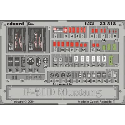 MAQUETTE P 51D MUSTANG PLACARDS HAS/32 EDUARD 32515