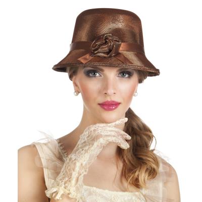Chapeau marron charleston année 20 femme taille unique
