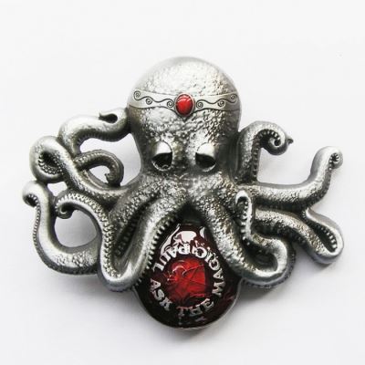 boucle de ceinture pieuvre rouge homme femme kraken mer