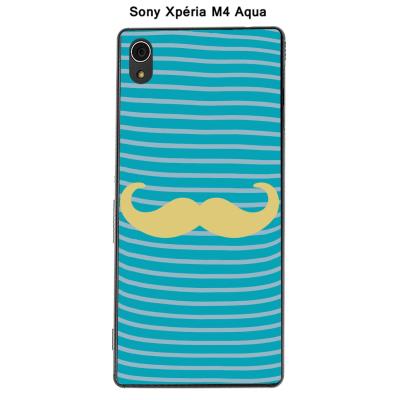 Coque Sony Xpéria M4 Aqua - Marinière Moustache - 2 Custard