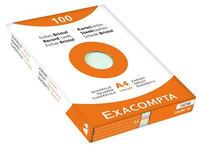 Bristol Exacompta 210x297mm 205g Quadrillé - Etui de 100 fiches - Coloris assortis