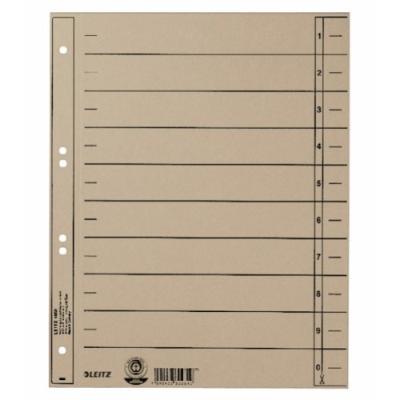 Leitz - intercalaires, format a4 extra large,en carton manille230g m2, colorés de gris, les onglets vierges peuvent être découpé