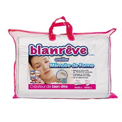 Blanrêve ormemhp034060 oreiller mousse mémoire de forme ergonomique blanc 40 x 60 x 0,1 cm