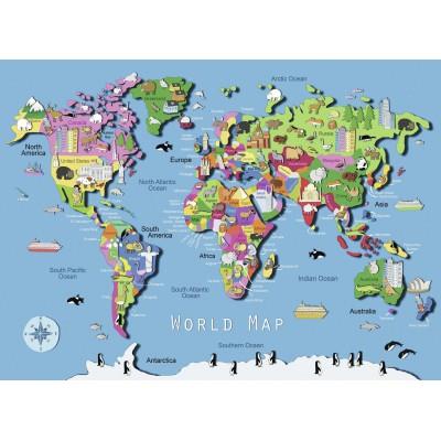 Puzzle 60 pièces : carte du monde ravensburger