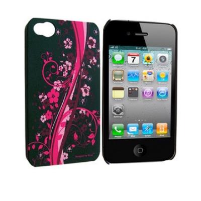 Coque rigide Nzup Flower noire pour Apple iPhone 4 / 4S