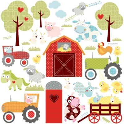 JOMOVAL ROOM MATES STICKERS MURAUX REPOSITIONNABLES BASSE-COUR