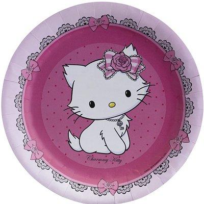 Assiettes en carton - Hello Kitty : Lot de 8 assiettes 23 cm