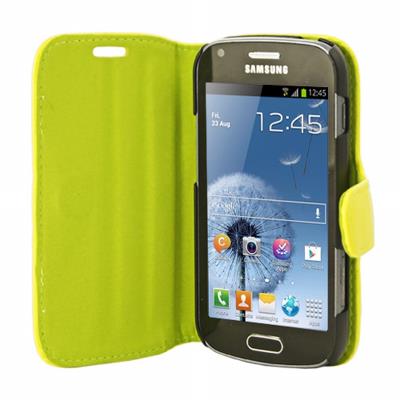 Mocca étui folio vernis jaune fluo pour Samsung Galaxy Trend S7560 / S Duos S7562