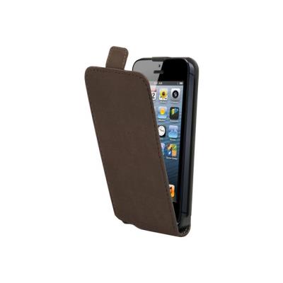 Muvit Made in Paris Slim - Flip cover voor mobiele telefoon - bruin - voor Apple iPhone 5, 5s