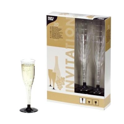 PAPSTAR 12196 LOT DE 20 FLÛTES À CHAMPAGNE 0,1 L EN PLASTIQUE TRANSPARENT