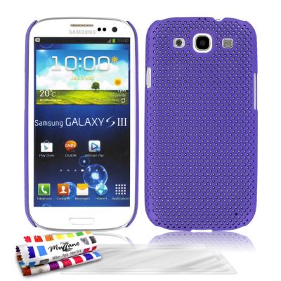 Coque ORIGINALE Ultra Fine Violet , Alvéolia,  de MUZZANO pour SAMSUNG GALAXY S3 + 3 Films de Protection Ecran UltraClear Pour SAMSUNG GALAXY S3