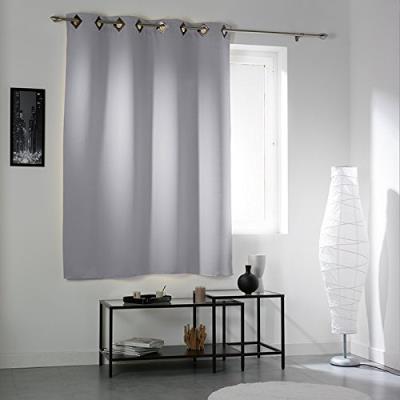 Douceur d'interieur 1604867 rideau avec oeillets occultant polyester cocoon gris clair 140 x 180 cm