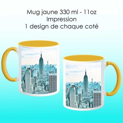 Mug jaune avec design New York bleu