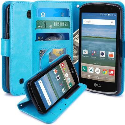 LG K4 Housse Coque Etui de luxe Portefeuille Porte Carte Et Billet pour LG K4 (Housse Luxe Bleu Lagon)