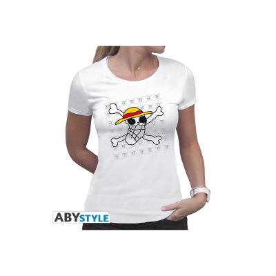 ONE PIECE - Tshirt Skull - Dessin de Luffy femme MC white - basic - Taille L