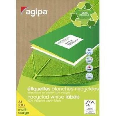 Agipa boite de 1600 étiquettes blanches pour imprimante jet dencre laser copieur 100% recyclées 105x35mm 32819