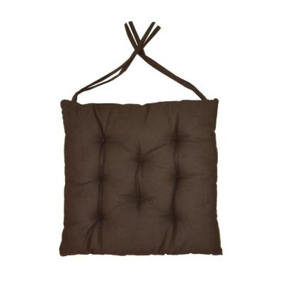 Cotton Wood - Galette de chaise en coton uni 40 cm 8 points Chocolat