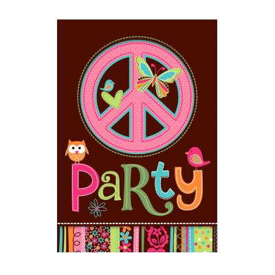 Carte d'Invitations Hippie couleur chocolat